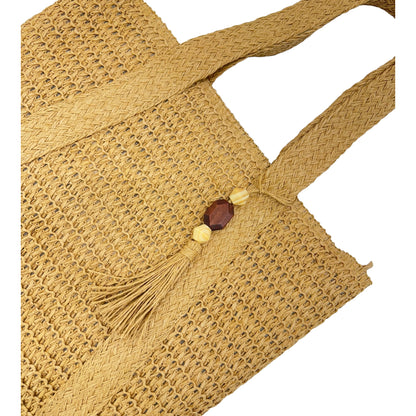 Rattan Beach Tote Shoulder Bag With Tassel BG4225-5. (1pc)