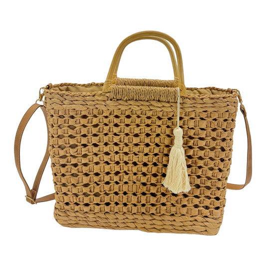 Rattan Beach Tote Shoulder Bag With Tassel BG4225-2. (1pc)