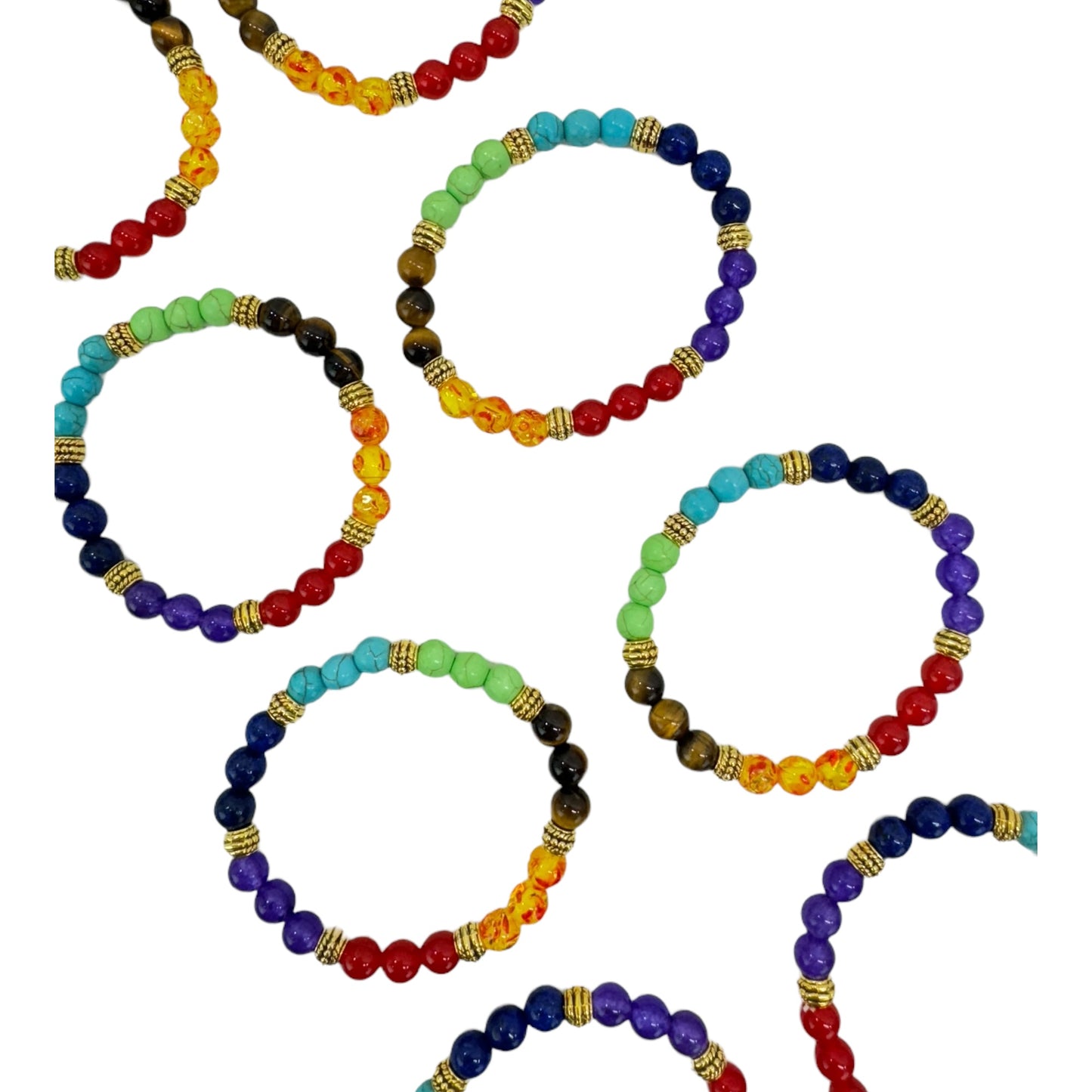 Natural Stone 7 Chakra Healing Bracelet BR6569 (12PC)