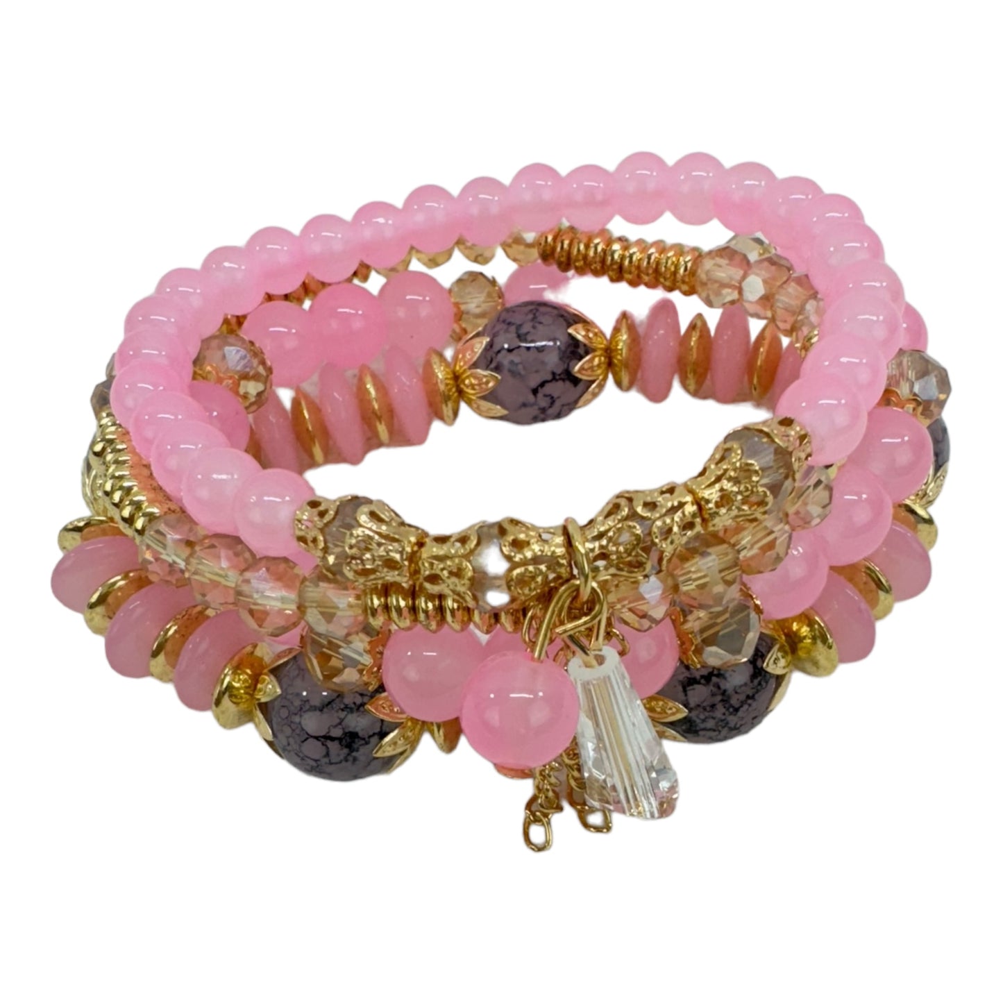 Natural Stone Crystal Charm Bracelet Set  BR4228-15 (12PC)