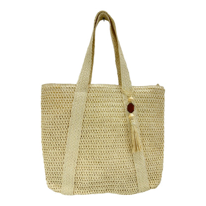 Rattan Beach Tote Shoulder Bag With Tassel BG4225-5. (1pc)