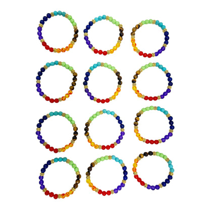 Natural Stone 7 Chakra Healing Bracelet BR6569 (12PC)