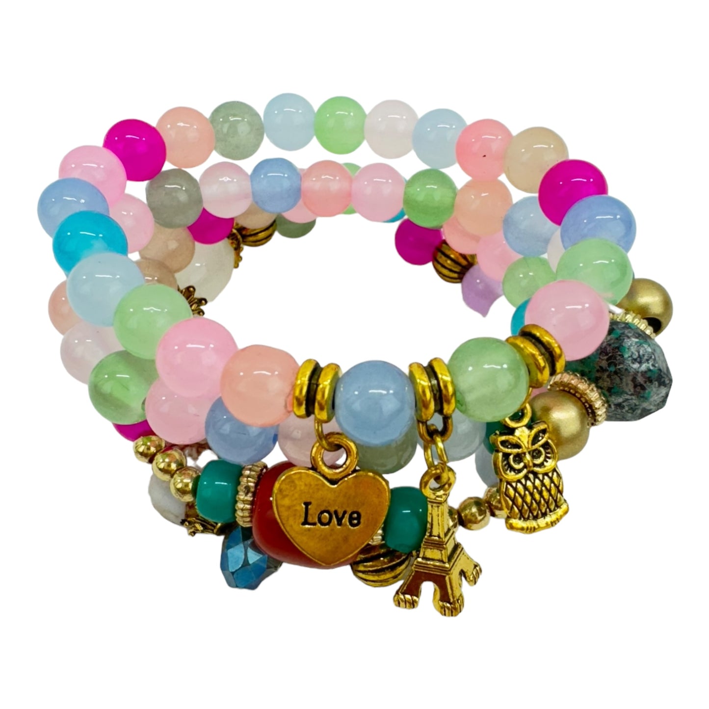 Natural Stone Multi Charm Bracelet Set BR4228-9 (12PC)