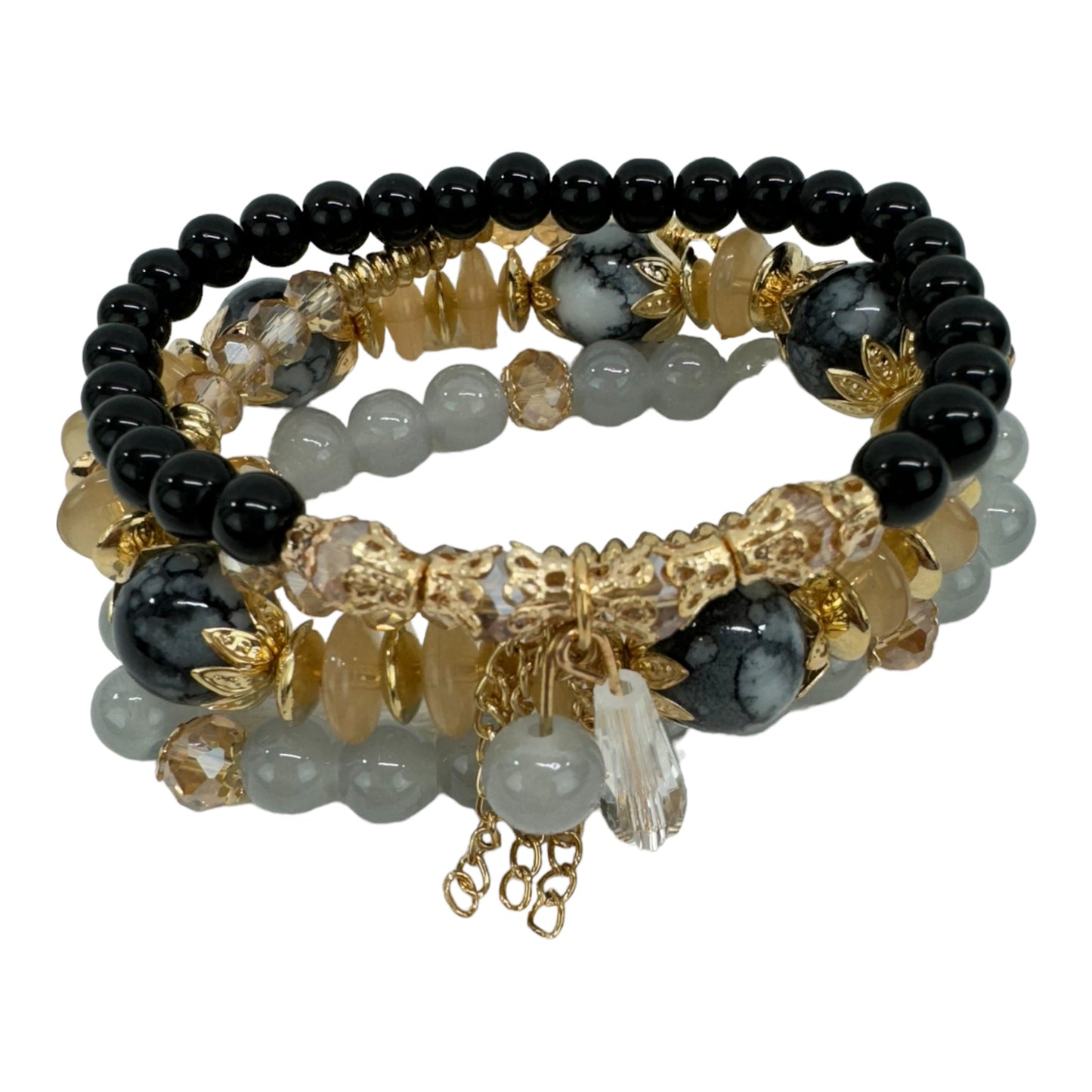 Natural Stone Crystal Charm Bracelet Set  BR4228-15 (12PC)