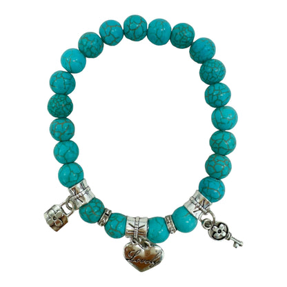 Natural Stone Multi Charm Bracelet BR4226-2 (12PC)