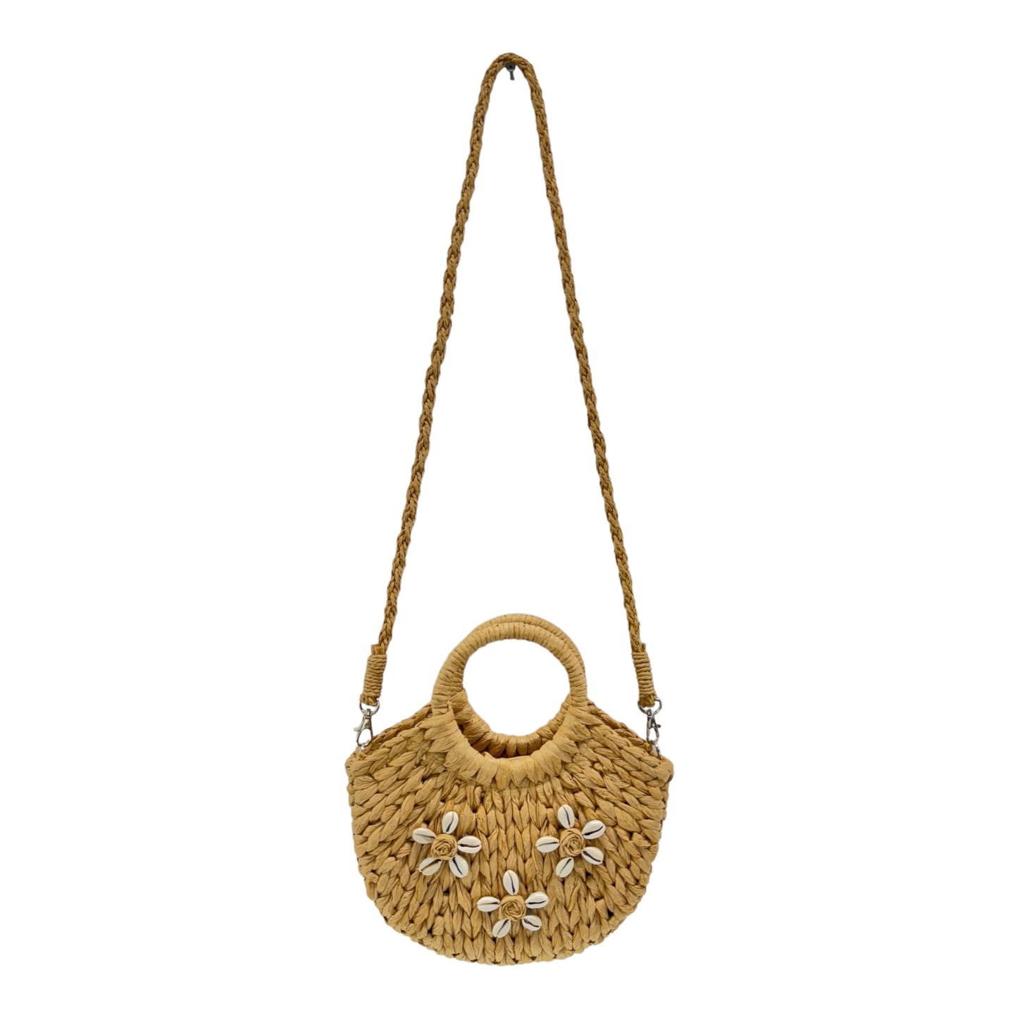 Rattan Beach Tote Shoulder Bag With Shell BG4225-9. (1pc)
