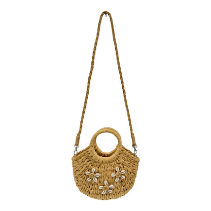 Rattan Beach Tote Shoulder Bag With Shell BG4225-9. (1pc)