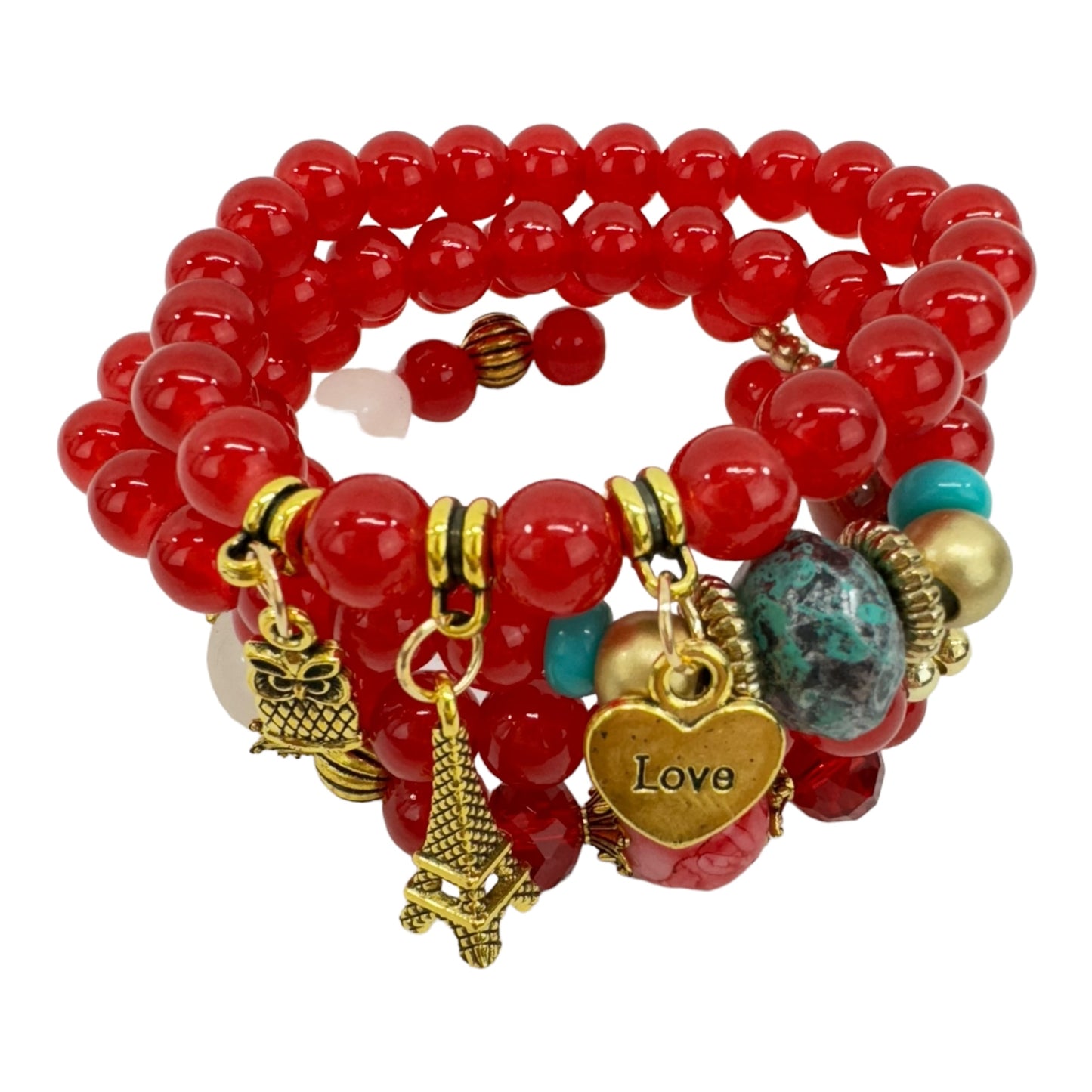 Natural Stone Multi Charm Bracelet Set BR4228-9 (12PC)
