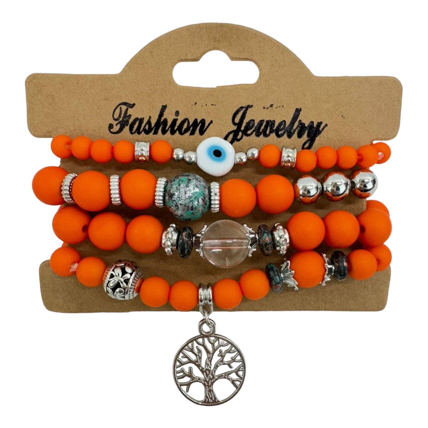 Natural Stone Evil Eye Bracelet Set BR4228-12 (12PC)