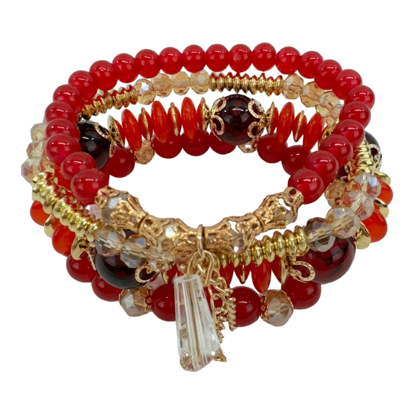 Natural Stone Crystal Charm Bracelet Set  BR4228-15 (12PC)