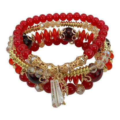 Natural Stone Crystal Charm Bracelet Set  BR4228-15 (12PC)