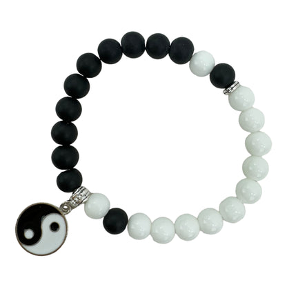 Natural Stone Yin Yang Charm Bracelet BR4214-3. (12PC)