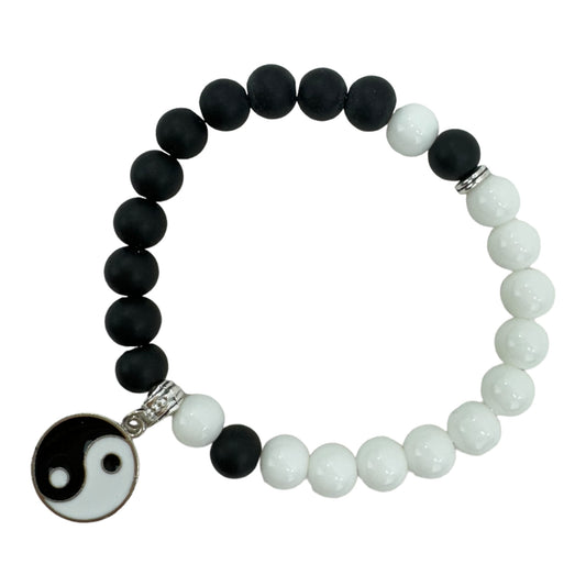 Natural Stone Yin Yang Charm Bracelet BR4214-3. (12PC)