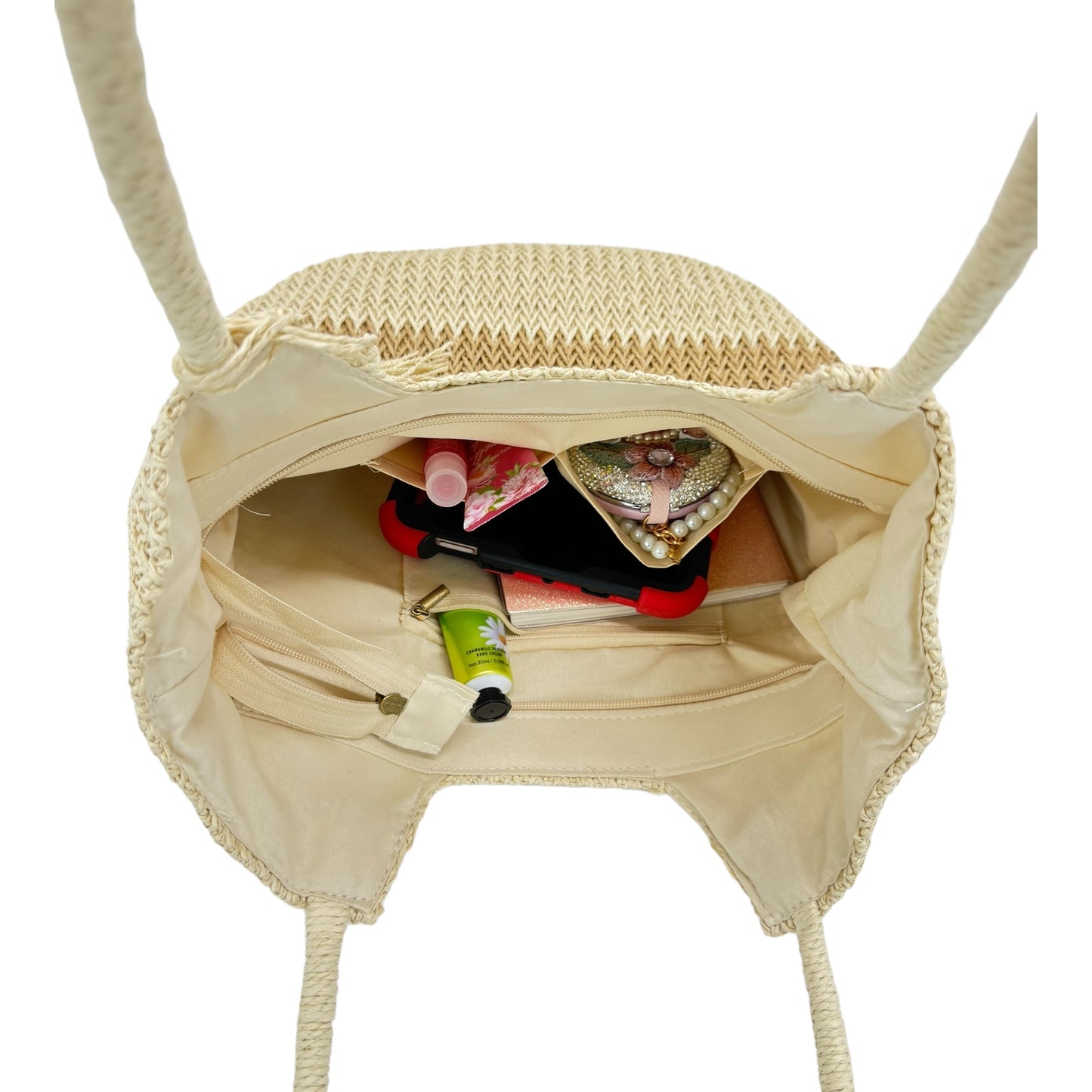 Rattan Beach Tote Bag With Tassel BG4225-13 (1pc)