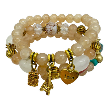Natural Stone Multi Charm Bracelet Set BR4228-9 (12PC)