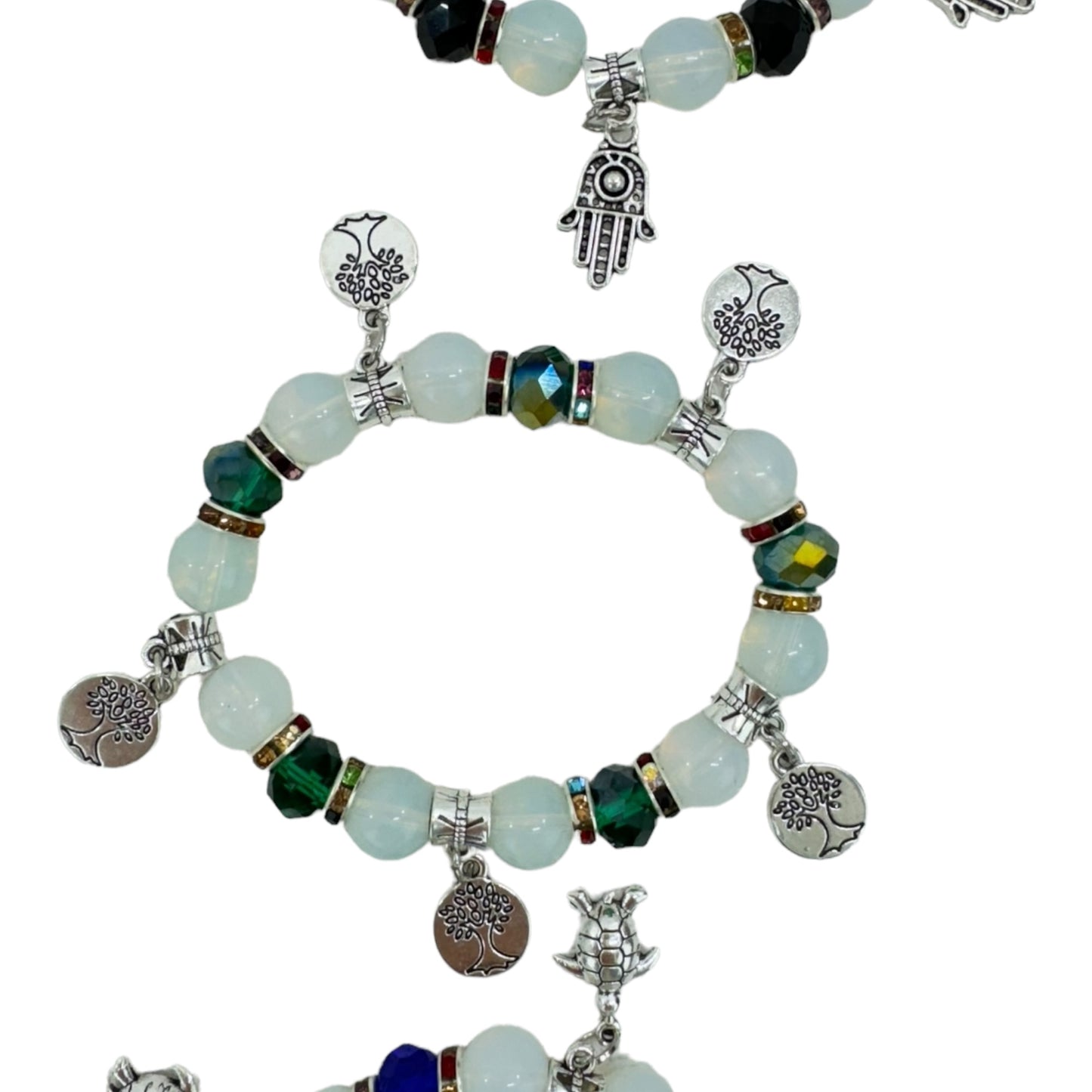 Natural Stone Multi Charm Bracelet BR4226-1 (12PC)