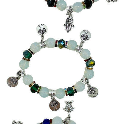 Natural Stone Multi Charm Bracelet BR4226-1 (12PC)