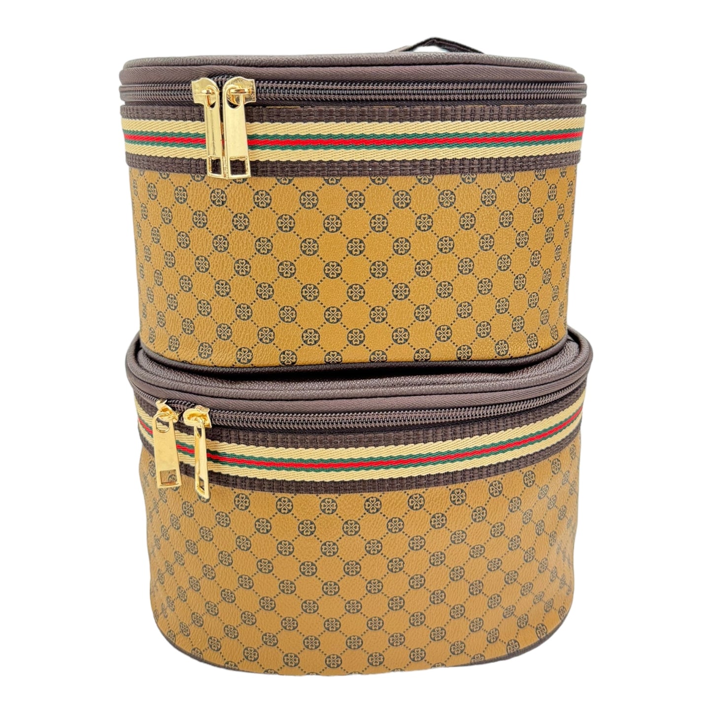 Vegan Leather Classic Print Cosmetic Case Travel BAG FB210 (4PC)