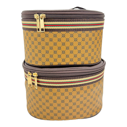 Vegan Leather Classic Print Cosmetic Case Travel BAG FB210 (4PC)