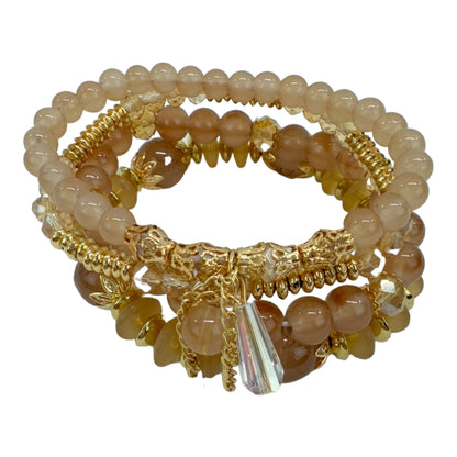 Natural Stone Crystal Charm Bracelet Set  BR4228-15 (12PC)