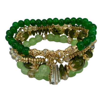 Natural Stone Crystal Charm Bracelet Set  BR4228-15 (12PC)
