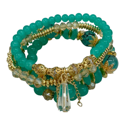 Natural Stone Crystal Charm Bracelet Set  BR4228-15 (12PC)