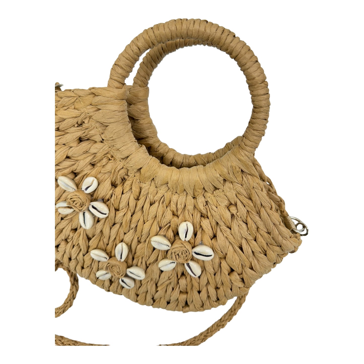 Rattan Beach Tote Shoulder Bag With Shell BG4225-9. (1pc)
