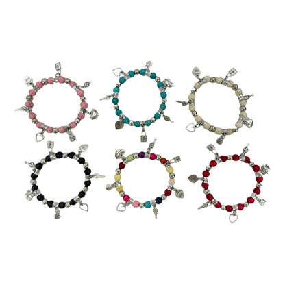 Natural Stone Multi Charm Bracelet BR4226-6 (12PC)