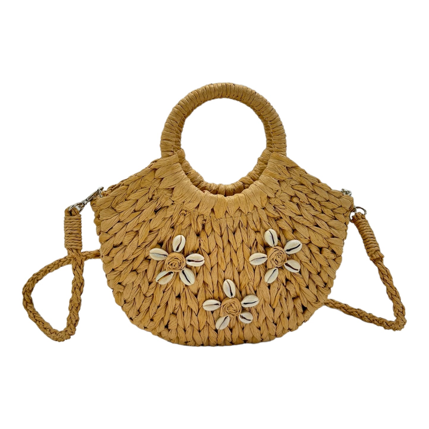 Rattan Beach Tote Shoulder Bag With Shell BG4225-9. (1pc)