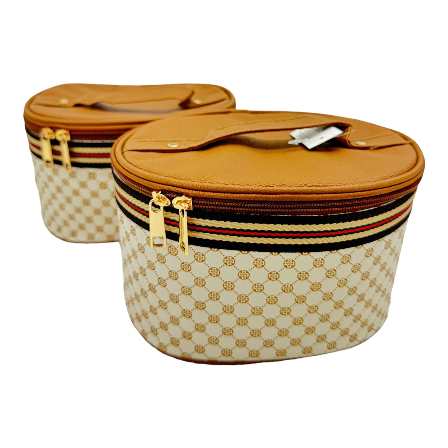 Vegan Leather Classic Print Cosmetic Case Travel BAG FB210 (4PC)
