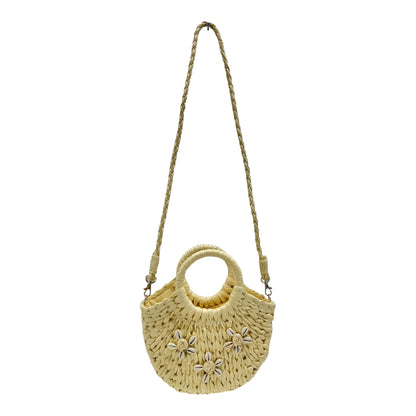 Rattan Beach Tote Shoulder Bag With Shell BG4225-9. (1pc)