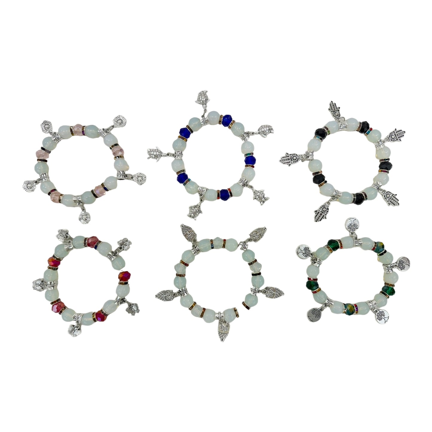 Natural Stone Multi Charm Bracelet BR4226-1 (12PC)