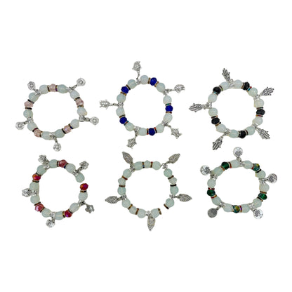 Natural Stone Multi Charm Bracelet BR4226-1 (12PC)