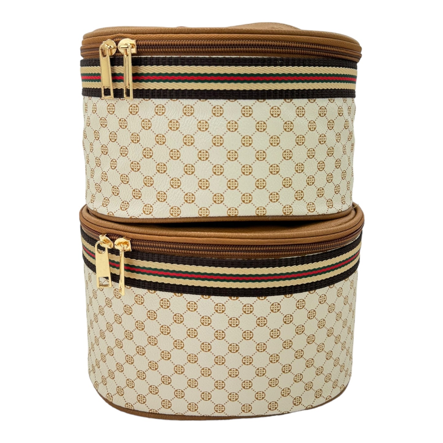 Vegan Leather Classic Print Cosmetic Case Travel BAG FB210 (4PC)