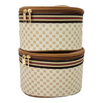 Vegan Leather Classic Print Cosmetic Case Travel BAG FB210 (4PC)