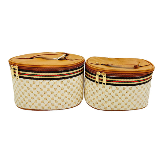 Vegan Leather Classic Print Cosmetic Case Travel BAG FB210 (4PC)