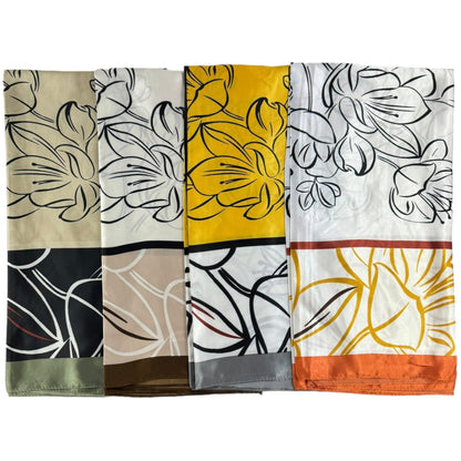 Satin Scarf Flower Pattern in Square ST4612-5 (12PC)