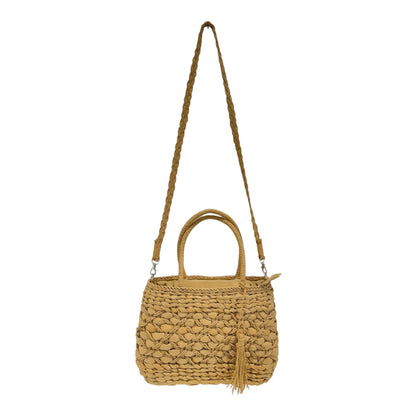 Rattan Beach Tote Shoulder Bag With Tassel BG4225-7. (1pc)