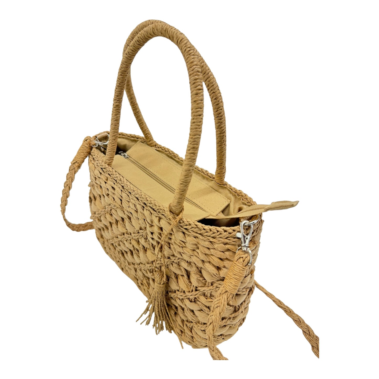 Rattan Beach Tote Shoulder Bag With Tassel BG4225-7. (1pc)