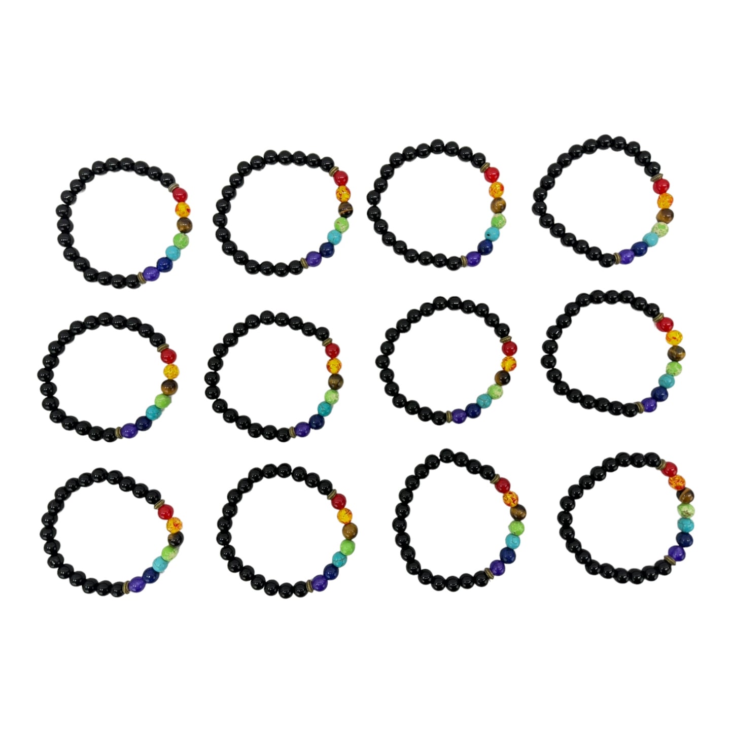 Natural Stone 7 Chakra Healing Bracelet BR0104 (12PC)