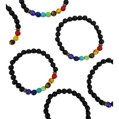 Natural Stone 7 Chakra Healing Bracelet BR0104 (12PC)