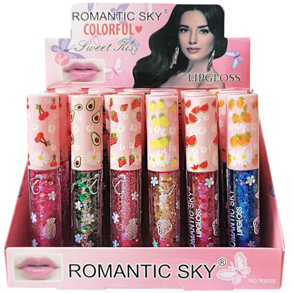 Romantic Sky Glitter Lip Gloss RS022. (24PC)