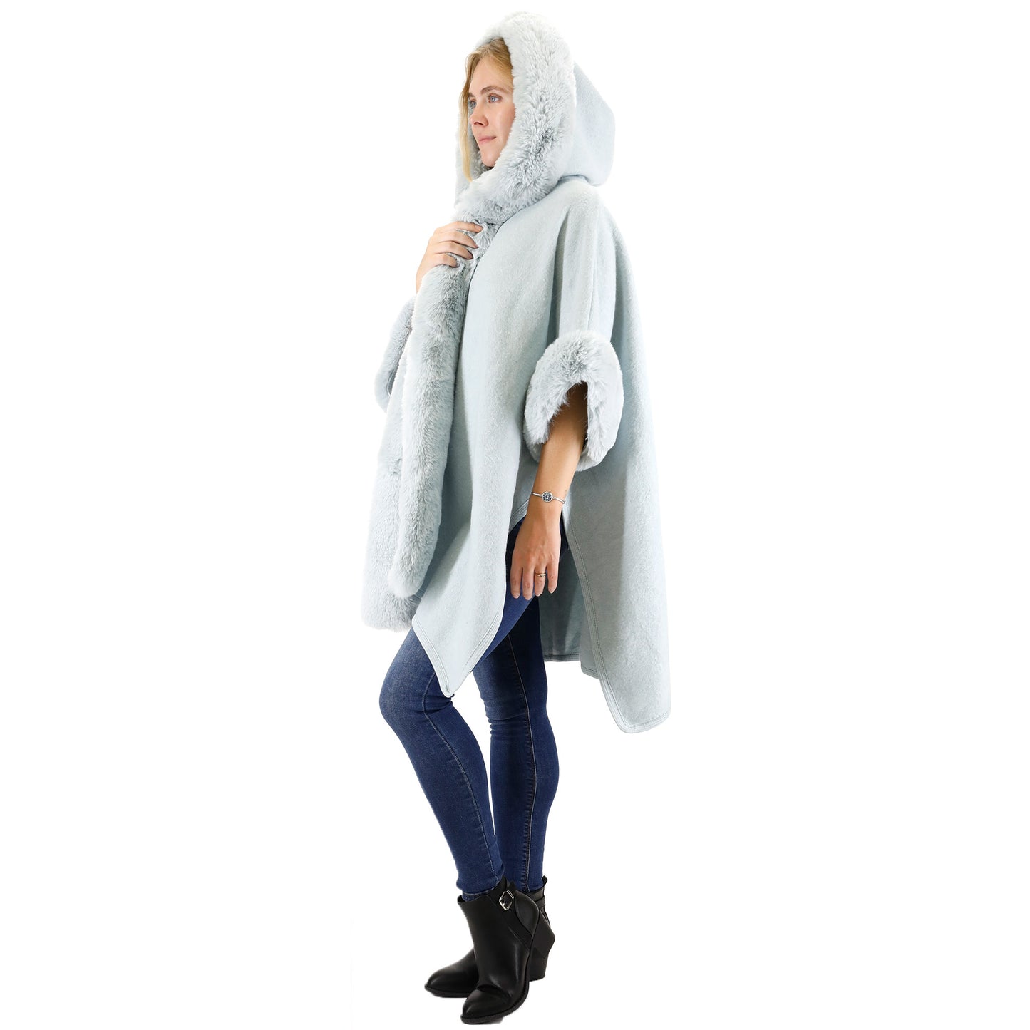 FUR HOODIE SHAWL P183 (3PC)