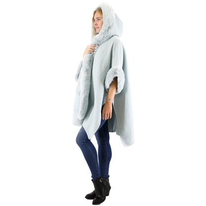 FUR HOODIE SHAWL P183 (3PC)