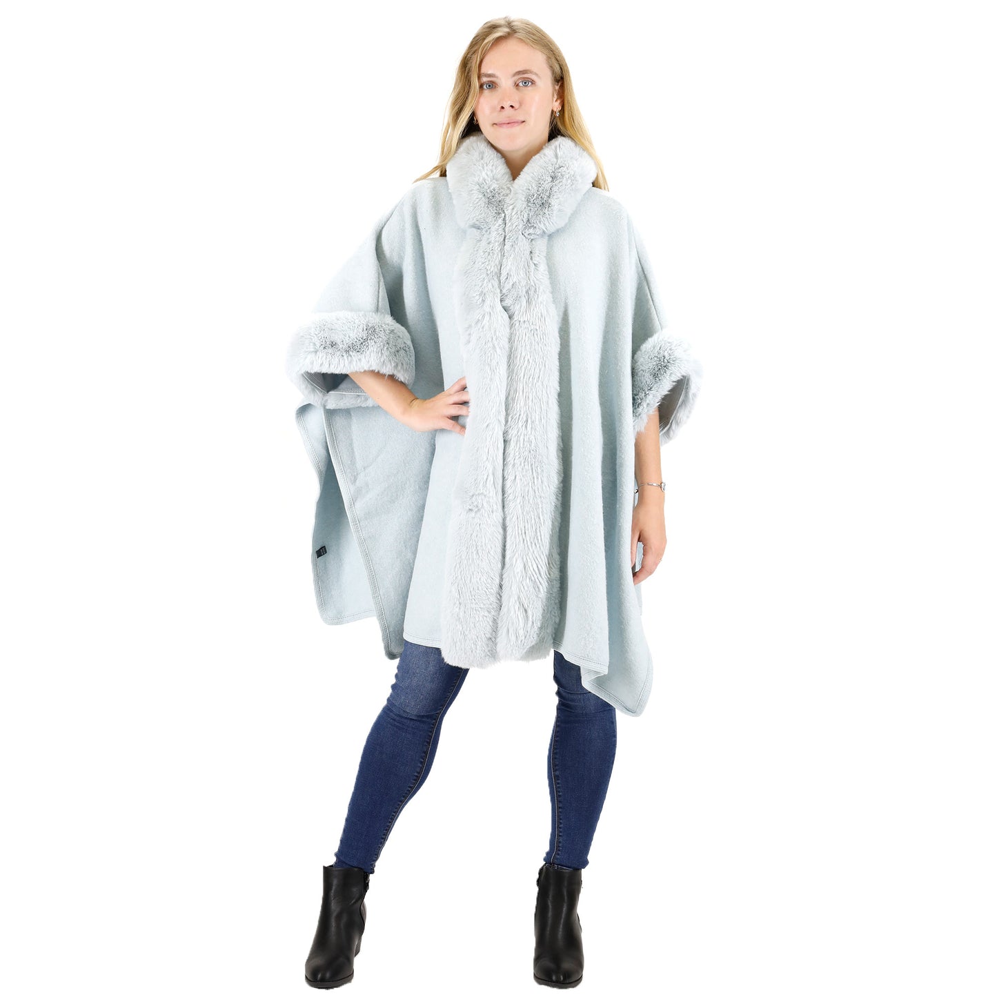 FUR HOODIE SHAWL P183 (3PC)