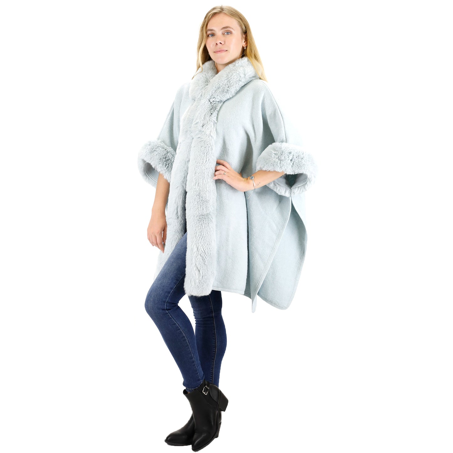 FUR HOODIE SHAWL P183 (3PC)