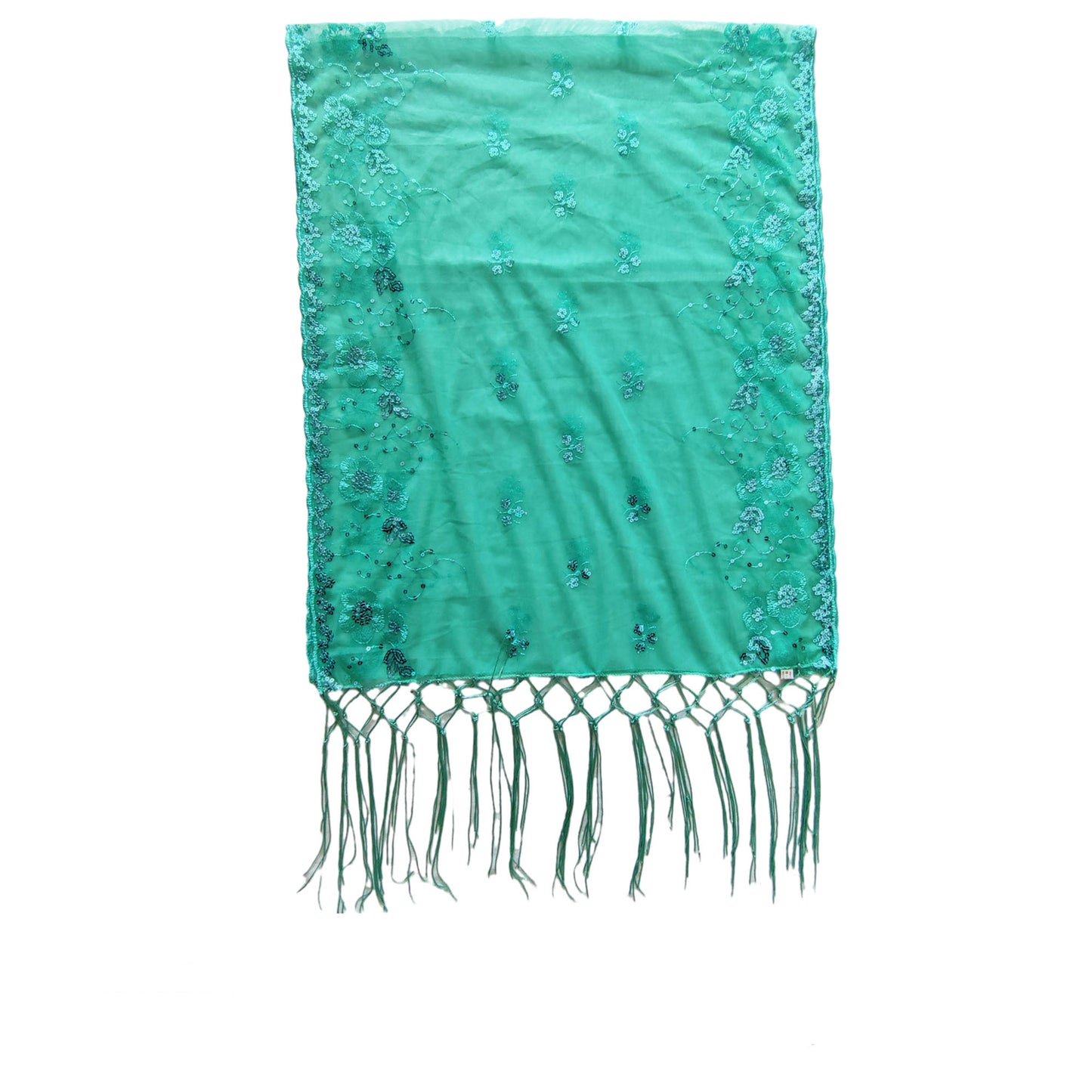 SEQUIN FLOWER FRINGED SCARF 309-B (12pc)