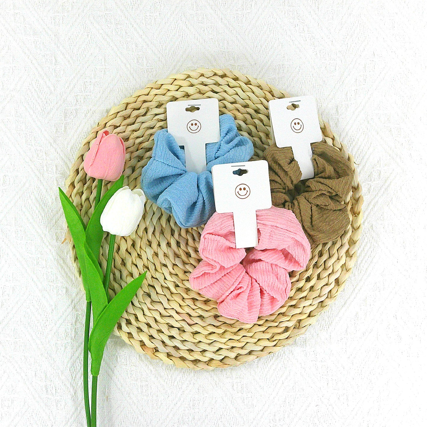 Mixed Colors Pleated Scrunchies SC4227-3 (12PC)