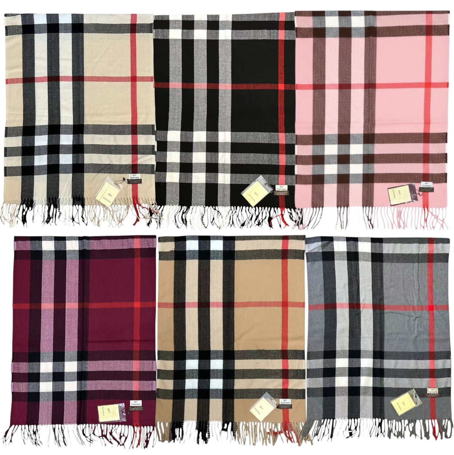 Cashmere Feel Check Pattern Scarves SCF1101 (12PC)