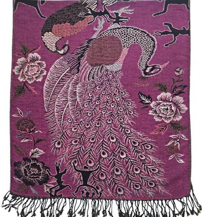 Metallic Pashmina Peacock Pattern SCF31105-11 (12PC)